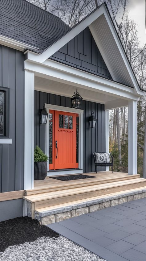 Stylish Modern Front Porch Ideas for a Welcoming Home - Remodr Extended Entryway Exterior, Front Porch Roof Ideas, Exterior Entryway, Modern Front Porch Ideas, Modern Front Porches, Modern Front Porch, White Porch, Modern Porch, Roof Ideas