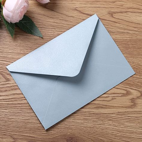 Amazon.com : PONATIA 50 Pieces/Lot A7 Envelopes, 5.25 x 7.5 inches, Perfect for 5''x7'' Weddings, Invitation Cards,Graduation Invite (Pearl White Liner + Dusty Blue) : Home & Kitchen Light Blue Envelope, Blue Envelope, White Liner, White Liners, Blue Envelopes, Blue Home, Future Wedding Plans, Graduation Invitations, Wedding Plans