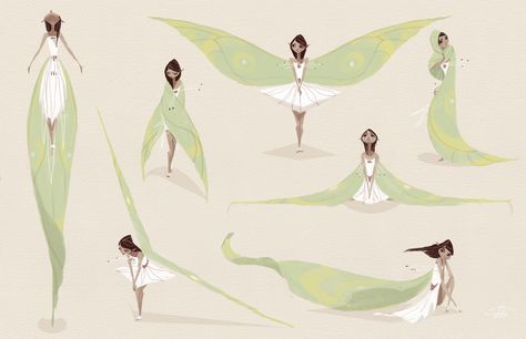 Derek's work :) Luna Moth Fairy Art, Water Fairy Character Design, Luna Moth Character Design, Luna Moth Character, Wing Character Design, Fairy Wings Reference, Wings Character Design, Winged Character Design, Character Design Fairy