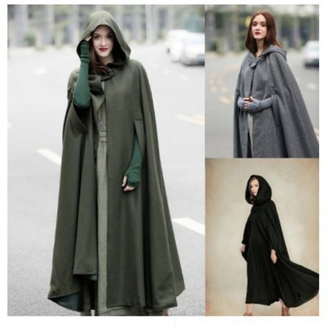 Winter Womens Casual loose Hooded Wool Blend Long Cape Cloak Poncho Coat Stylish  | eBay Long Cape Coat, Baba Jaga, Winter Poncho, Cape Cloak, Long Cape, Poncho Coat, Poncho Cardigan, Hooded Cape, Wool Poncho