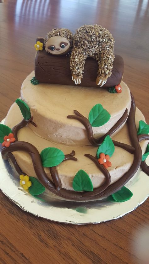 Sloth Cake #sloth #letsgetslothed #lounging #sloths #slothbirthday Sloth Cake, Sloth Cakes, Sloth Birthday, Cake Templates, Animal Cakes, Dessert Bar, Fancy Cakes, Food Cakes, Fondant Cakes