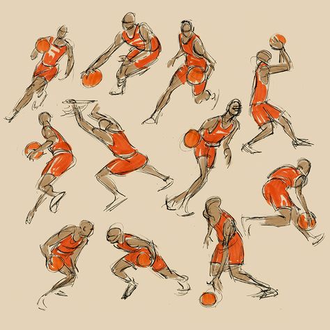 Wouter Tulp | Illustrator |: Gesture drawings Basketball Reference Pose, Basketball Poses Drawing, Basketball Hoop Drawing, Basketball Reference, Gesture Illustration, Basketball Illustration, Gesture Drawings, Basketball Drawings, Sports Drawings