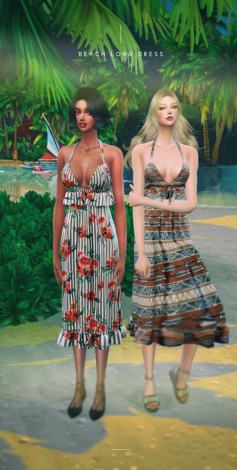 Beach Long Dress, Trendy Beachwear, Toddler Beach, Beachy Dresses, I M, Island Outfit, Sims 4 Dresses, The Sims 4 Download, Sims 4 Toddler