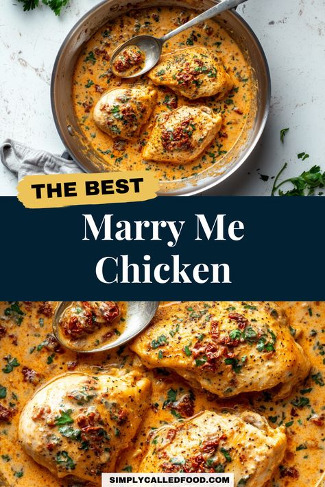 Dive into the Marry Me Chicken recipe, a culinary masterpiece for any dinner. This dish combines tender chicken breasts and thighs with a creamy sauce, perfect over orzo or tortellini pasta. Whether using a crock pot, instant pot, or skillet, this easy recipe is quick to prepare and delicious. Inspired by Skinnytaste, it’s healthy, can be baked, slow-cooked, or made on the stove top. For the ultimate Marry Me Chicken recipe and more chicken recipes, visit simplycalledfood.com. Honeymoon Chicken Recipe, Marry Me Chicken Recipe Instant Pot, Merry Me Chicken Recipe, Marry Me Chicken Instant Pot, Instant Pot Marry Me Chicken, Chicken Breast Instant Pot, Stove Top Chicken Thighs, Chicken Breast Instant Pot Recipes, Marry Me Chicken Recipe