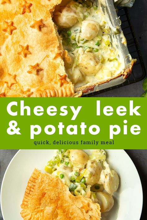 Cheesy leek and potato pie recipe - quick, comforting and delicious - A Mummy Too Cheesy Leeks, Vegetarian Pie, Leek Potato, Potato Pie Recipe, Leek And Potato, Leek Pie, Savory Tarts, Leek Recipes, Pies Recipes