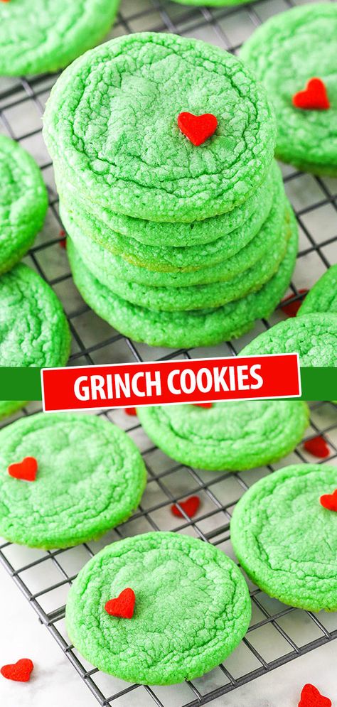 Grinch Cookies, Chocolate Chip Shortbread Cookies, Grinch Party, Toffee Cookies, The Grinch Stole Christmas, Chewy Sugar Cookies, Easy Sugar Cookies, Oreo Pops, Cookie Pops