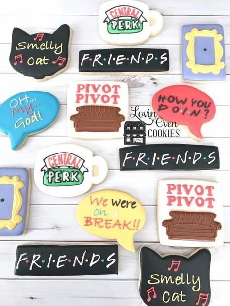 Friends Themed Wedding, Cookie Gift Box, Friends Cake, Friends Bridal, Friends Party, Easter Cookies, Friends Tv Show, Icing Cookies, Friends Tv