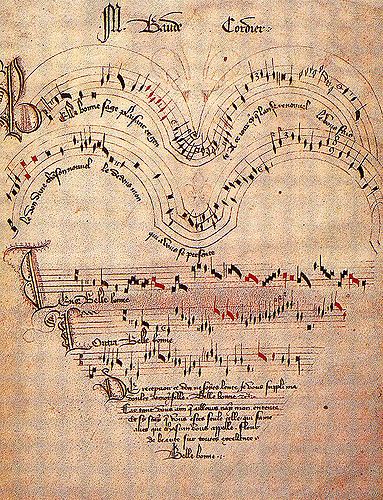 medieval music score. Graphic Score, Music Manuscript, Medieval Music, Early Music, Music Illustration, Medieval Life, Ancient Books, Book Of Hours, Medieval Manuscript