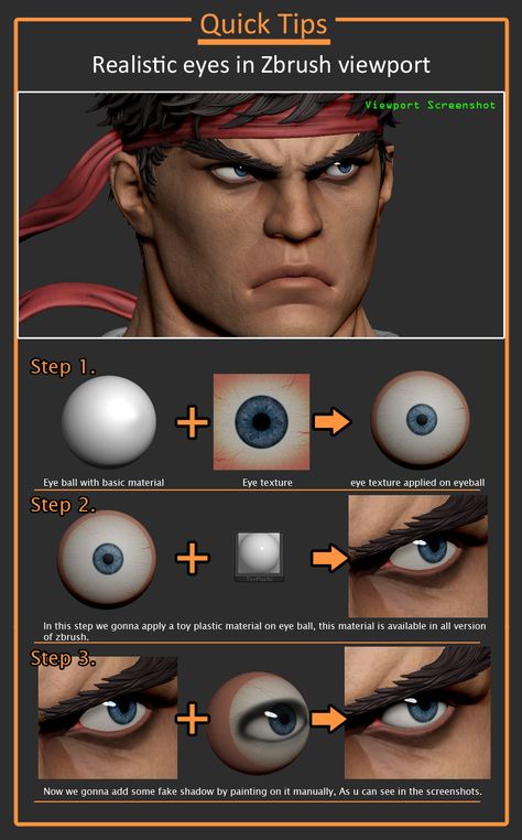 80.lv articles quick-guide-realistic-eyes-in-zbrush Zbrush Anatomy, Zbrush Tips, Modelling Tips, Realistic Eye Drawing, Zbrush Character, Eye Texture, Sculpting Tutorials, Zbrush Tutorial, 3d Modeling Tutorial