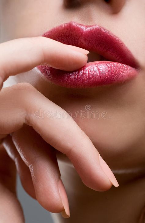 Sweet doll lips. Macro of young model touching lips with finger , #Aff, #lips, #Macro, #Sweet, #doll, #touching #ad Lips Photoshoot Ideas, Touching Lips With Fingers, Finger On Lips Pose, Fingers On Lips, Finger On Lips, Doll Lips, Finger Image, Pretty Features, Lip Pictures