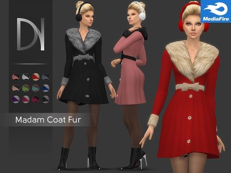 Sims 4 cc - Clothing (Click the picture to download) Sims 4 Dresses, Coat Fur, Sims 4 Characters, Net Dress, Sims Four, Sims4 Clothes, Fur Clothing, Sims 4 Cc Finds, Sims 4 Clothing