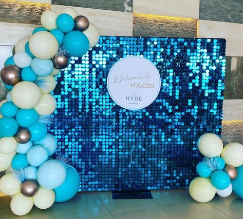 Our new TEAL shimmer wall used by the amazing @styledbysashaevents and amazing balloons by @balloonerytweedheads . . . . . #goldcoast #gc #brisbane #eventstyling #love #florals #party #events #eventplanner #eventplanning #instagood #corporateevents #event #styling #eventdesign #corporate Blue Photobooth, Photoshoot Balloons, Balloon Structures, Corporate Party Decorations, 18th Birthday Cake For Girls, Corporate Party Invitation, Shimmer Wall Backdrop, Photo Booth Design, Brand Activations