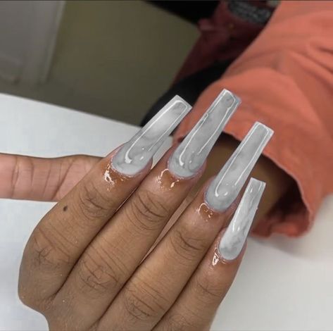 Cut Nails, Grey Nails, How To Cut Nails, White Acrylic Nails, Cute Acrylic Nail Designs, Gray Nails, Nail Nail, Fire Nails, Classy Nails