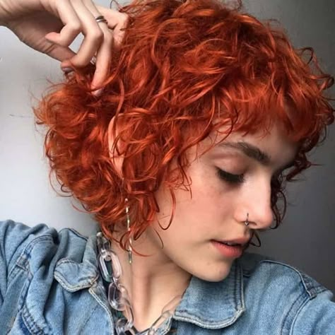 Chin Length Bob Red Hair, Short Fine Curly Hair Cuts, Curly Long Pixie, Short Red Hair With Bangs, Short Red Curly Hair, Short Curly Red Hair, Curly Hairstyles Short Hair, Short Curly Bobs, Bob Riccio