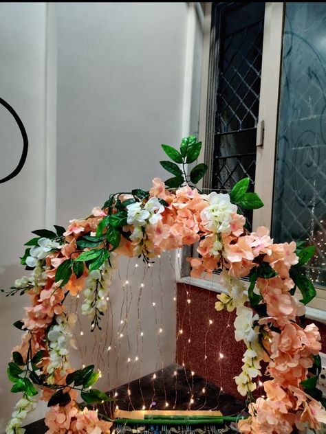 Ganpati Design, Indian Floral Decor, Navratri Decoration, Flower Decoration For Ganpati, Ganesh Decoration, Ganpati Decoration Theme, Ganpati Decor, Mandir Decoration, Ganesh Chaturthi Decoration