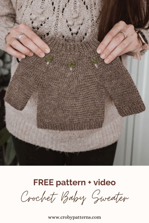 Into The Woods - A FREE Crochet Baby Sweater | Croby Patterns Croby Patterns Free Crochet, Crochet Baby Sweaters Free Patterns Boy, Crochet Baby Boy Sweaters Free Patterns, Toddler Crochet Sweater Free Pattern, Garnstudio Drops Design Crochet, Crocheted Baby Sweater, Crochet Blankets For Baby Boys, Newborn Boy Crochet Patterns Free, Free Baby Cardigan Crochet Pattern