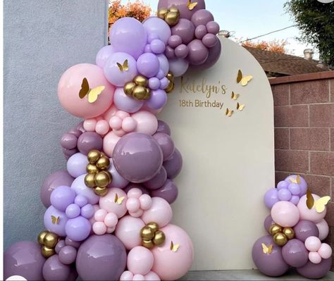 Floral Balloon Garland, Purple Balloon Garland, Pink Purple Party, Lavender Balloons, Lilac Balloons, Lila Party, Purple Party Decorations, Baby Shower Balloon Arch, Purple Balloon