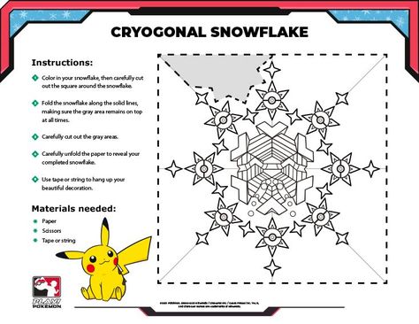 Jump into the Holiday spirit by decorating your own Cryogonal snowflake! Make Your Own Pokemon, Pokemon Crafts, Pokemon Craft, Solid Line, Play Pokemon, Paper Template, Kids Activities, Christmas Table, Cute Cartoon Wallpapers