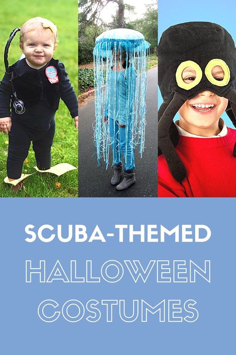 Do you like dressing up for Halloween? Love the ocean? You’ve come to the right place. Read on for an assortment of costume ideas for scuba divers – including DIY Halloween costumes for kids and adults. Scuba Halloween Costume, Scuba Costume Diy, Diy Scuba Diver Costume For Kids, Diy Sea Creature Costume, Under The Sea Halloween Costumes, Beach Halloween Costumes, Diy Scuba Diver Costume, Scuba Costume, Finding Dory Costume