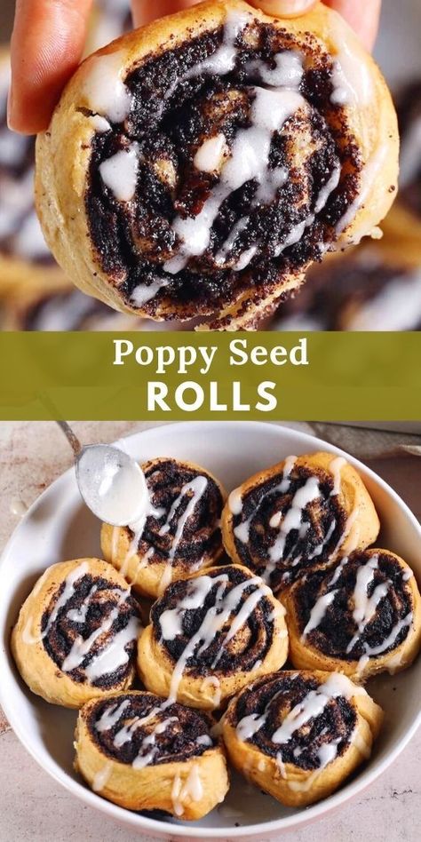 These poppy seed yeast rolls are a popular European bakery classic, perfect for dessert or breakfast. A slightly sweet yeast dough is filled with a flavorful poppy seed filling and baked to perfection. The rolls can be prepared gluten-free or with regular flour, plus they are dairy-free, egg-free, and therefore, 100% vegan! #poppyseedroll #poppyseeds #yeastrolls #veganrolls #glutenfreerolls #elasrecipes | elavegan.com Poppy Seed Dessert, Poppy Seed Rolls, Sweet Yeast Dough, European Bakery, Poppy Seed Filling, Gluten Free Rolls, Gluten Free Dough, Easy Sweets, Yeast Dough