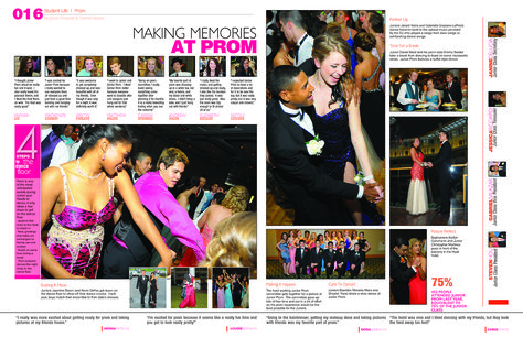 Mortise: this spread I like because it displays the action of what is going on at what appears to be the school dance. The students look happy and like they are having fun which makes this an enjoyable image to look at. Prom Spreads Yearbook, School Dance Yearbook Spreads, Prom Yearbook Spread, Senior Superlatives Yearbook Layout, Yearbook Themes Ideas Creative Highschool, Yearbook Mods, Yearbook Club, Yearbook Design Layout, Senior Superlatives