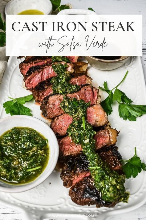 New York Strip Steak Recipes Grilled, Cast Iron Flank Steak, New York Strip Steak Recipes, Strip Steak Recipes, New York Steak Recipe, Healthy Steak Recipes, Bachelorette Dinner, Cast Iron Steak, Strip Steaks