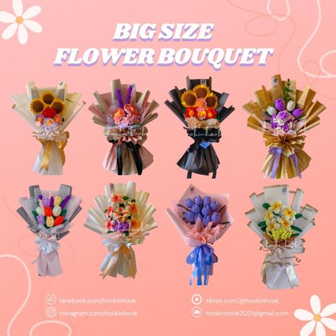 Celebrating Mom's Day is super important, so a special bouquet that won't wither to symbolize our eternal love for our moms is a must-have! 🩷 Here at Hook in hook, we've got various crochet flower bouquets available that can fit within your budget. Here's what we offer: 1) Gift Box (includes perfume by Le Einnas Scentsuality and mini bouquet) 2) Simple wrap single bouquet 3) Regular-sized single bouquet 4) Medium-sized flower bouquet 5) Large-sized flower bouquet To prevent any delivery... Monthsary Gift, Medium Bouquet, Single Bouquet, Bouquet Wrapping, Mini Bouquet, We're Open, Bouquet Wrap, Crochet Daisy, Crochet Sunflower