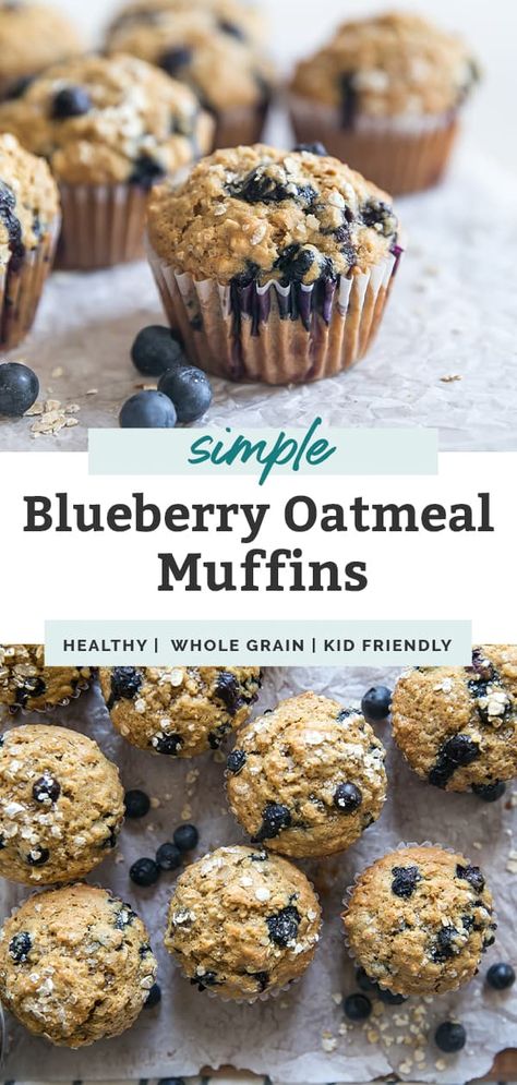 These Healthy Oatmeal Blueberry Muffins make for the best snack! An easy homemade muffin recipe, both kids and adults will love. Use fresh or make with frozen blueberries. Soft, moist, gluten free friendly and dairy free too. Oatmeal Blueberry Muffins Healthy, Homemade Muffins Recipe, Oatmeal Blueberry, Oatmeal Muffins Healthy, Blueberry Oatmeal Muffins, Healthy Blueberry Muffins, Blueberry Oatmeal, Healthy Blueberry, Homemade Muffins