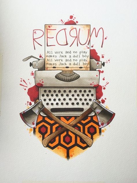 Redrum Shining, Redrum Tattoo, The Shining Tattoo, Demons Tattoo, Stephen King Tattoos, Horror Sleeve, Book Tattoo Ideas, Horror Movie Tattoos, Horror Prints