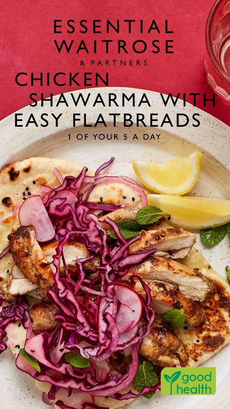 Waitrose Recipes, Waitrose Food, Gourmet Dishes, Easy Flatbread, Curry Goat, 5 A Day, Flatbread Recipe, Australia Food, Chicken Shawarma