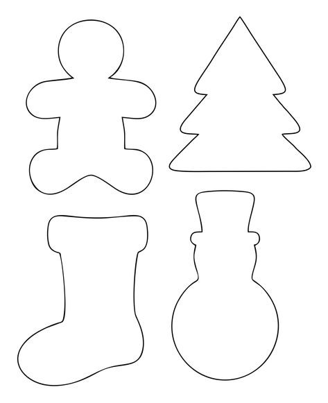 Printable Christmas Ornament Templates Printable Christmas Trees, Christmas Cutouts Templates, Ornament Cutout Template, Ornament Printable Templates, Felt Gingerbread Ornaments Free Pattern, Christmas Tree Patterns Free Printable, Christmas Shapes Templates, Ornament Template Free Printable Kids, Printable Christmas Ornaments Templates Disney