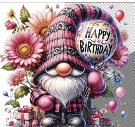 Happy Birthday Gnome Image, Gnome Birthday Cards, Crochet Birthday Gnome, Birthday Gnome, Gnome Birthday, Happy Birthday Wishes Pics, Birthday Wishes Pics, Gnome Cards, Happy Birthday Wishes Photos