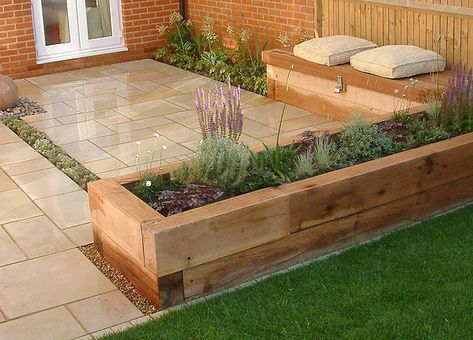 Water sphere sleeper beds. Mark Langford Garden Design Buckinghamshire Back Garden Design, Patio Garden Design, Garden Area, Modern Garden Design, Garden Makeover, Garden Architecture, Outdoor Gardens Design, Backyard Garden Design, Wooden Planters