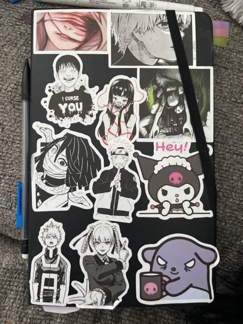 Notebook Cover Design Stickers, Anime Sketchbook Cover, Sketch Book Design Ideas Front Cover, Sketchbook Decoration Cover, Sketchbook Cover Page, Sketchbook Front Cover Ideas, Diary Aesthetics, Journal Covers Diy, Sketchbook Cover Ideas