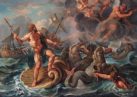 Posiden Aesthetic Greek Mythology, Posiden Art Greek Mythology, Poseidon Wallpaper Greek Mythology, Poseidon God Art, Poseidon Painting, Neptune Roman God, Neptune God Of The Sea, Poseidon God, Greek Sea