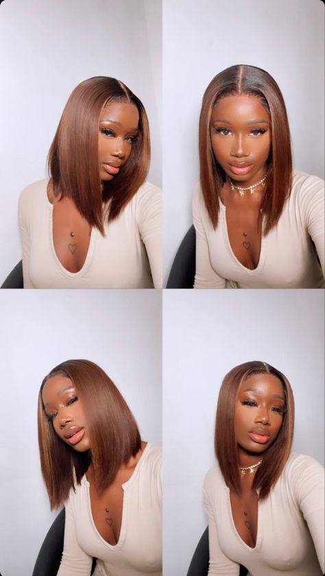 @puurtybarbz Brown Bob Weave Black Women, Selfie Layout, Grid Pictures, Bob Weave, Brown Bob, Brown Hair Inspo, Ginger Hair Color, Birthday Hair, Honey Blonde Hair