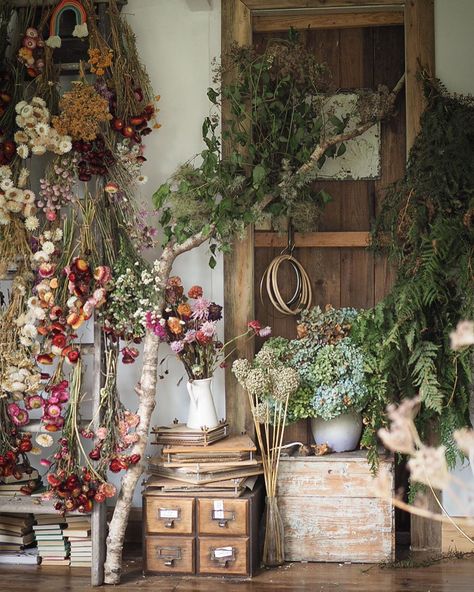 Bex Partridge - Floral Artist on Instagram: “👁 From the outside in 👁 I’ve been busy in here this week making up bouquets of everlastings and wreaths to see people through the darker…” Bex Partridge, Houseplants Decor, Flower Cottage, Dried Flower Wreaths, Studio Ideas, Flower Display, Partridge, Artist On Instagram, Art Floral