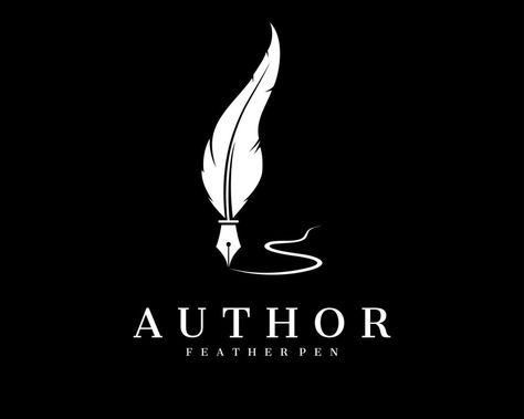 Author Logo Design, Literature Logo, Feather Pen Logo, Pen Logo, Writer Logo, Feather Quill Pen, Icon Widget, Feather Quill, Feather Pen