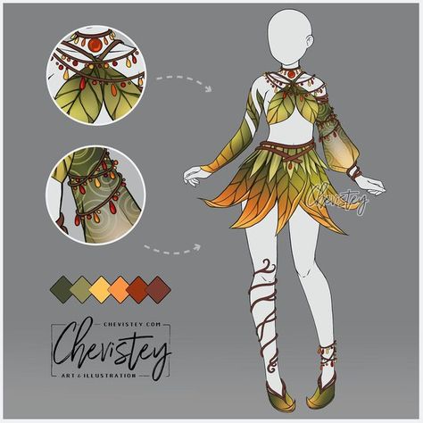 Fairy Outfit Aesthetic Dresses, Nature Fairy Outfit Ideas, Fantasy Fairy Outfit Drawing, Forest Outfit Drawing, Clothes Inspired By Nature, Forest Fairy Character Design, Fantasy Nature Dress, Nature Outfits Drawing, Nature Themed Clothes