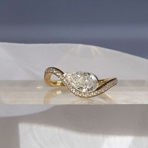 Jackie Pear Ring, Pear-shaped Gold Fine Jewelry Ring, Pear Cabochon Ring, Yellow Gold Pear-shaped Diamond Ring Fine Jewelry, Fine Jewelry 14k Gold Pear-shaped Diamond Ring, Fine Jewelry Pear-shaped Diamond Ring With Accents, Capri Wedding, Jessica Mccormack, Engagement Wishes