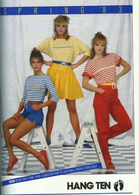 1980's Hang Ten. Loved that brand! 80s Fashion Skirts, 80s Fashion 1980s, 1983 Fashion, 80s Fashion Women, Vintage Fashion 1980s, 1980s Fashion Trends, Fashion 60s, 1980 Fashion, Fashion 1980s