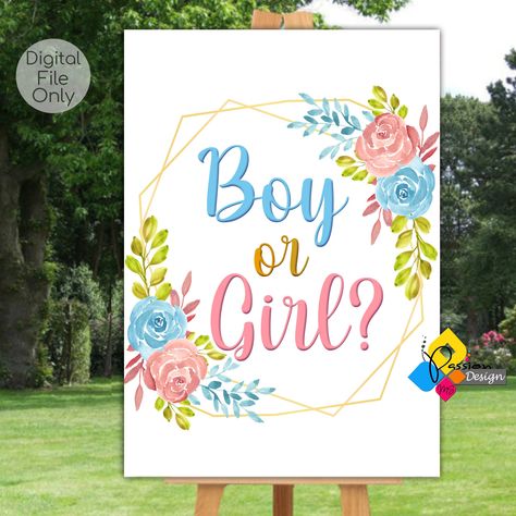 Printable Boy or Girl GENDER REVEAL Floral Frame Welcome Board. He or She Party Poster. Digital Boy Or Girl Gender Reveal Party Welcome Sign https://etsy.me/37oxuEv #blue #babyshower #pink #genderrevealparty #genderrevealideas #genderrevealdecor #genderrevealposter Boy Or Girl Gender Reveal, Minnie Mouse Party Decorations, Frame Printable, Welcome Board, Walmart Photos, Party Welcome Sign, Girl Gender Reveal, Welcome Boards, Gender Reveal Decorations