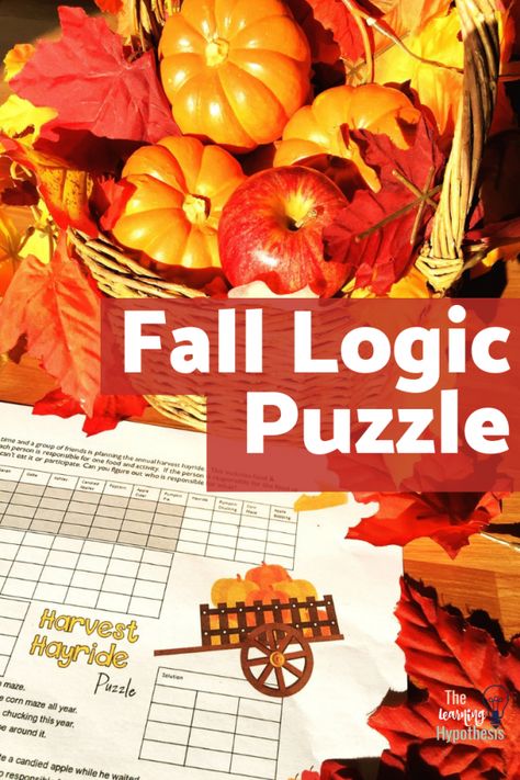 Fall Logic Puzzle Fall Logic Puzzles, Activities For Older Kids, Grid Puzzles, Autumn Puzzle, Logic Problems, Kinesthetic Learning, Homeschool Middle School, Thinking Games, Middle School History