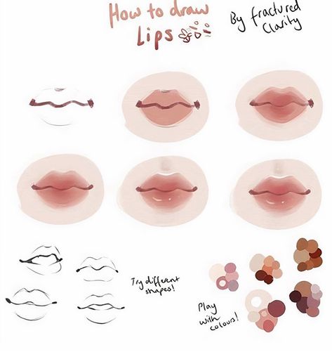 37 Best Step by Step Lip drawing Tutorials to follow - atinydreamer Lip Tutorial Drawing, How To Draw Lips, Lips Tutorial, Lips Sketch, Draw Lips, Anime Lips, Lip Drawing, Lip Tutorial, Mouth Drawing