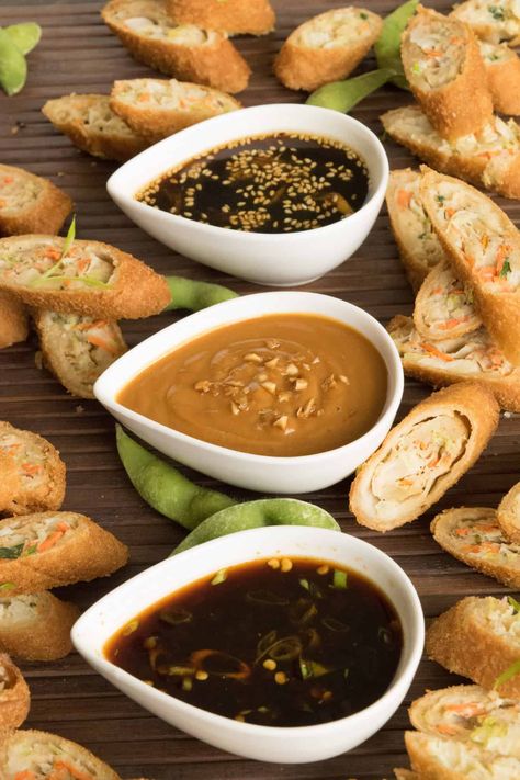 Sweet, spicy and savory. 3 classic flavors come together in this trio of Asian dipping sauces that showcase authentic Asian flavors for spring and egg rolls. Perfect for entertaining and small gatherings, these sauces will dress up any dishes. #asiansauce #sweet #savory Dipping Sauce For Fish, Chinese Dipping Sauce, Asian Dipping Sauce Recipes, Sauce For Fish, Asian Dipping Sauce, Diy Easy Recipes, Honey Sesame, Dipping Sauces Recipes, Asian Sauce