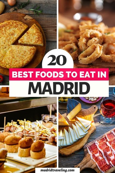 ▷ Top 20 Spanish Foods you MUST Try in Madrid | Madrid food guide Tapas In Madrid, Madrid Food Guide, Madrid Spain Food, Food From Spain, Food In Madrid, Spanish Meal, Madrid Food, Madrid Restaurants, Spanish Foods