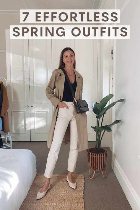 Neutral Spring Outfit With Ballet Flats Spring Outfits 2022 Trends Over 50, Classic Spring Summer Outfits, Simple Spring Outfits For Work, Spring Outfits For Work 2023, Simple Spring Outfits 2023, Classic Outfits Spring, Easy Corporate Outfits, Easy Spring Outfits Work, Best Spring Outfits 2023