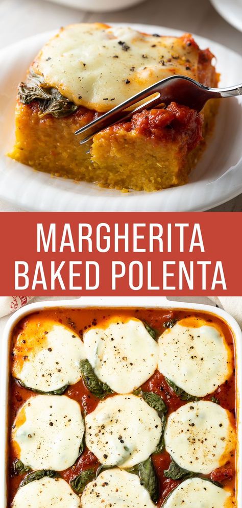 Beef And Polenta Recipes, Polenta Lunch Recipes, Steak And Polenta, Polenta Healthy Recipes, Polenta Dinner Ideas, Polenta With Pesto, Polenta Meals Dinners, Polenta Cheese Recipes, Dishes With Mozzarella