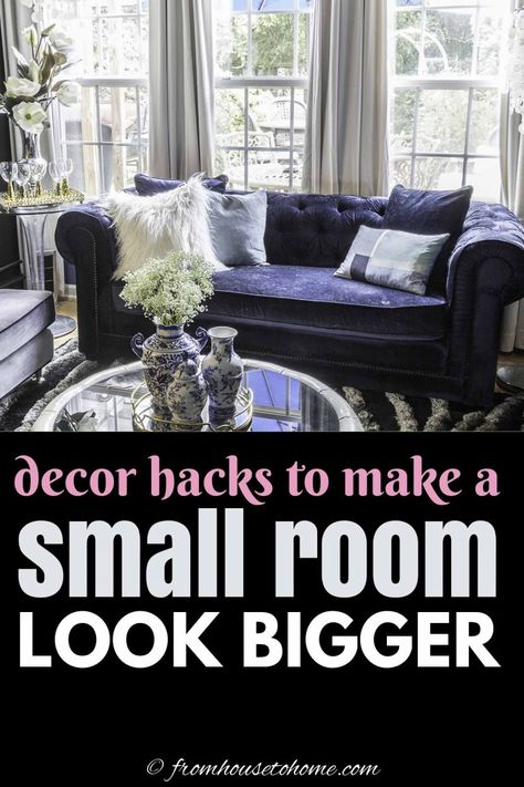 Decor Hacks To Make a Small Room Look Bigger | Interior Designing Small Room Look Bigger, Long Narrow Rooms, Small Room Ideas, Room Look Bigger, Small Bedroom Decor Ideas, Decorating Hacks, Ideas For Storage, Glass Dining Room Table, Interior Decorating Tips