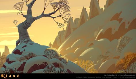 ArtStation - Klaus, Marcin Jakubowski Sergio Pablos, 2d Background, Color Script, Scene Design, Concept Art Drawing, Art Et Illustration, Matte Painting, Landscape Decor, Cartoon Background